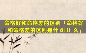命格好和命格差的区别「命格好和命格差的区别是什 🐠 么」